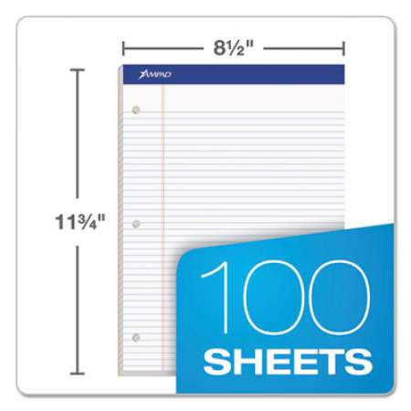 Ampad Double Sheet Pads, Wide/Legal Rule, 100 White 8.5 x 11.75 Sheets (20244)