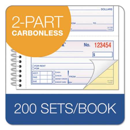 Adams Two-Part Rent Receipt Book, Two-Part Carbonless, 2.75 x 4.75, 4/Page, 200 Forms (SC1152)
