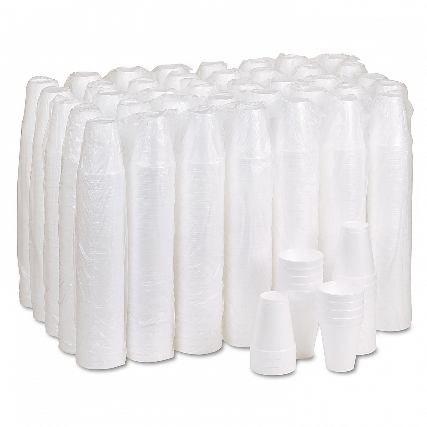 Foam Drink Cups, 10 oz, White, 25/Bag, 40 Bags/Carton (10J10)