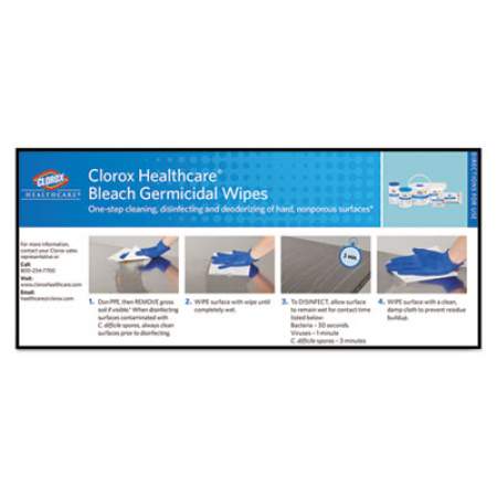 Clorox Healthcare Bleach Germicidal Wipes, 6.75 x 9, Unscented, 70/Canister (35309)