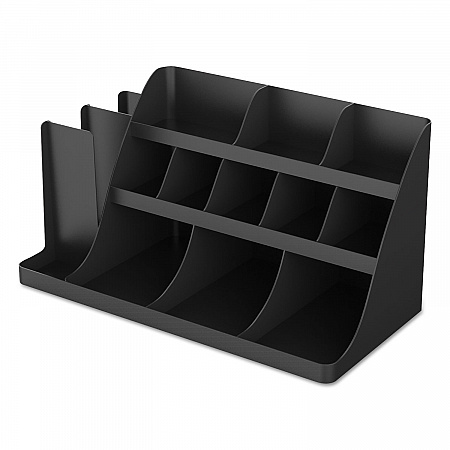Extra Large Coffee Condiment and Accessory Organizer, 14 Compartments, 24 x 11.8 x 12.5, Black (COMORG02BLK)