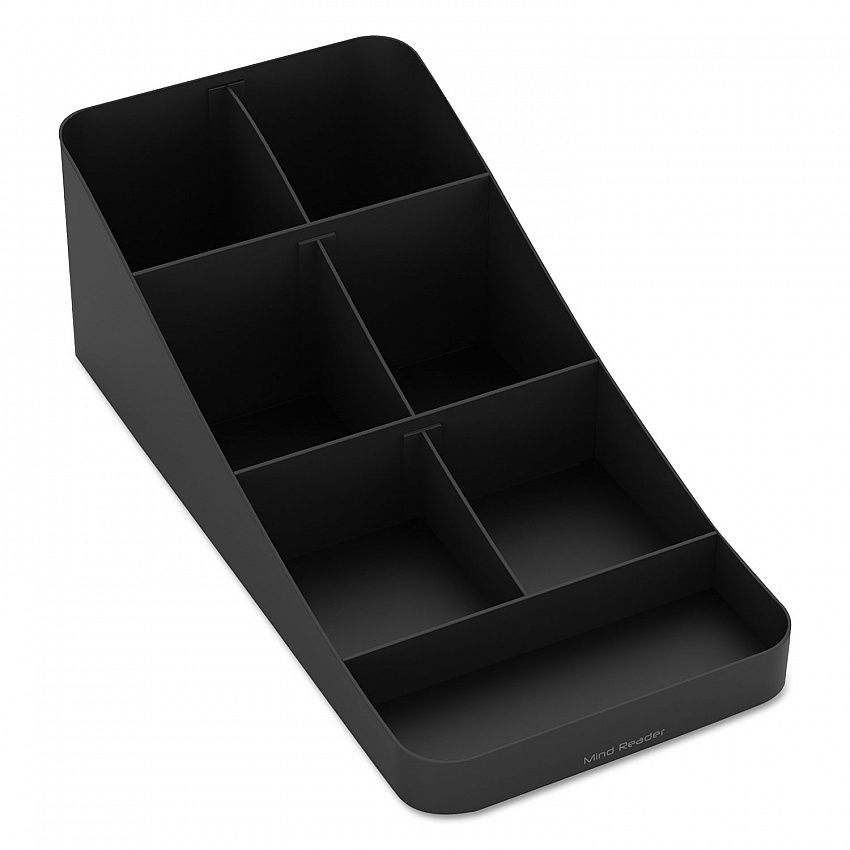 Trove Seven-Compartment Coffee Condiment Organizer, 7.75 x 16 x 5.25, Black (COMP7BLK)