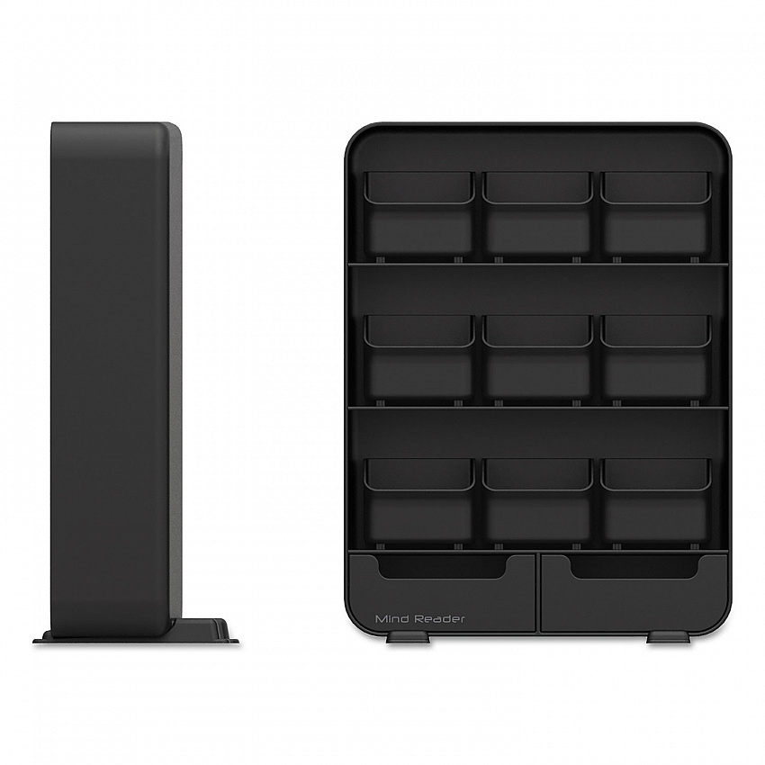 Baggy Nine-Drawer Tea Bag and Accessory Holder, 10.24 x 4.33 x 13.11, Black (TBORGBLK)
