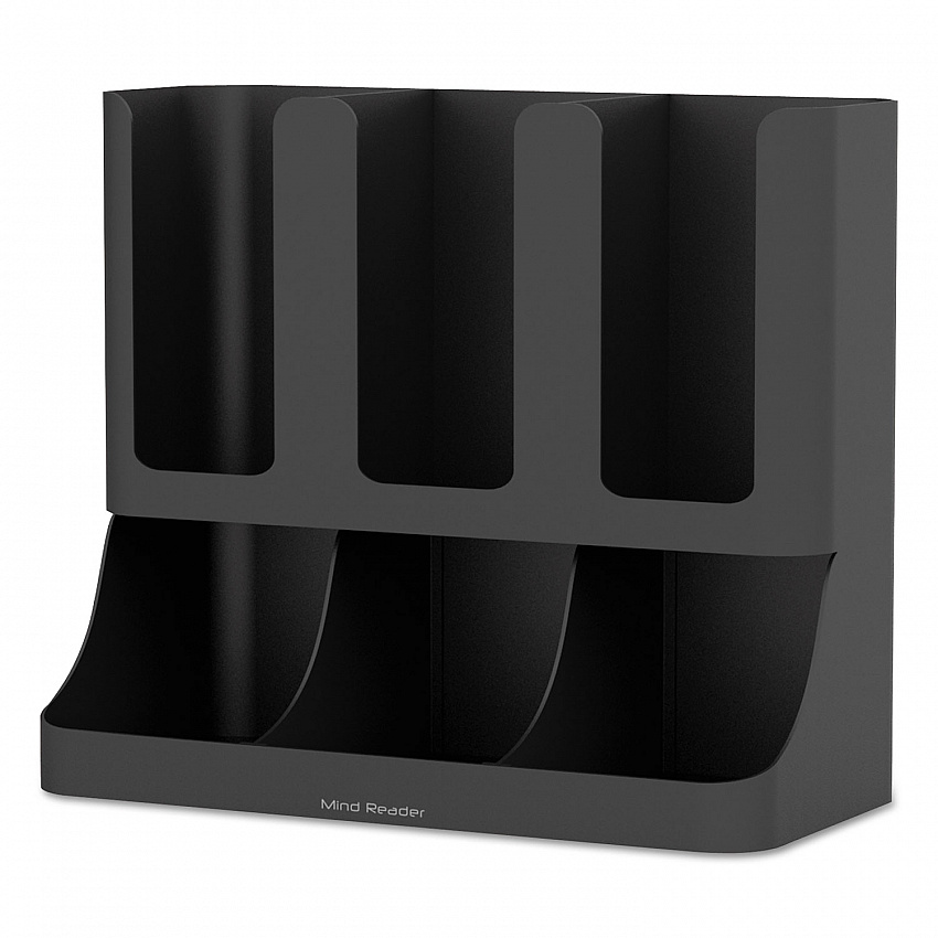 Flume Six-Section Upright Coffee Condiment/Cup Organizer, 11.5 x 6.5 x 15, Black (UPRIGHT6BLK)