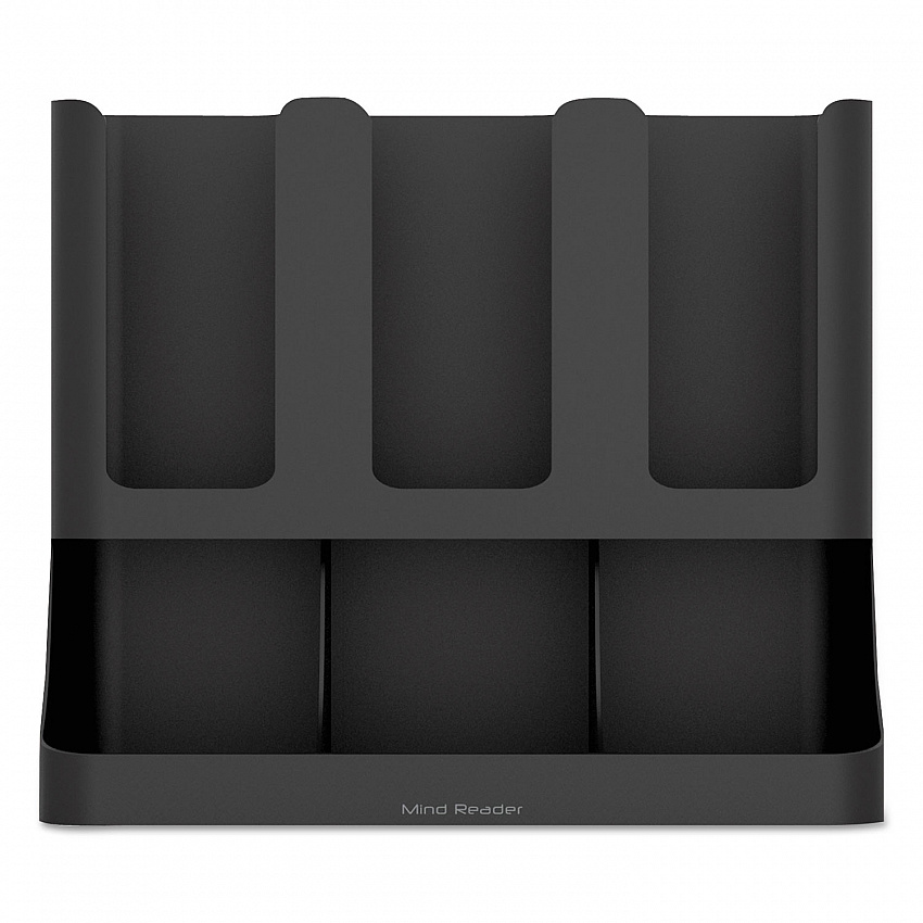 Flume Six-Section Upright Coffee Condiment/Cup Organizer, 11.5 x 6.5 x 15, Black (UPRIGHT6BLK)