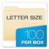 Pendaflex Smart Shield Top Tab File Folders, 1/3-Cut Tabs, Letter Size, Manila, 100/Box (62702)