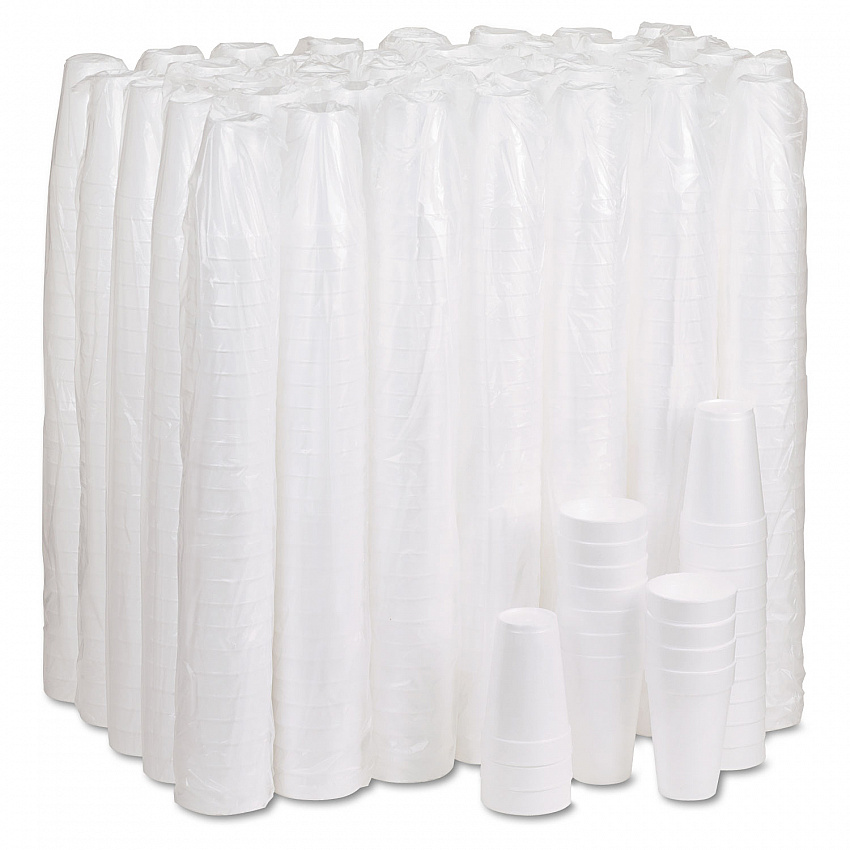 Foam Drink Cups, 16 oz., White, 25/Bag, 40 Bags/Carton (16J16)