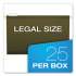 Pendaflex Reinforced Hanging File Folders, Legal Size, 1/5-Cut Tab, Standard Green, 25/Box (415315)
