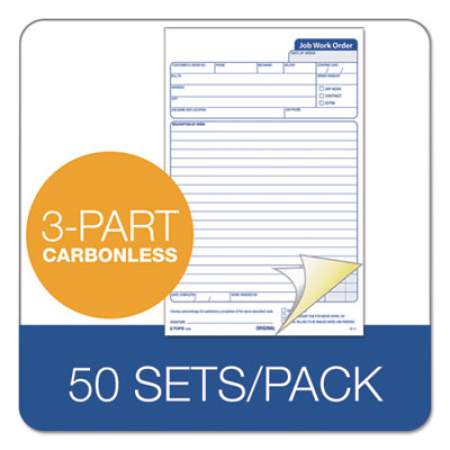 TOPS Snap-Off Job Work Order Form, Three-Part Carbonless, 5.66 x 8.63, 1/Page, 50 Forms (3868)