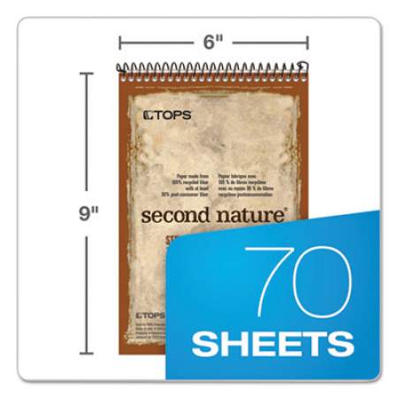 TOPS Second Nature Recycled Notepads, Gregg Rule, Brown Cover, 70 White 6 x 9 Sheets (74690)