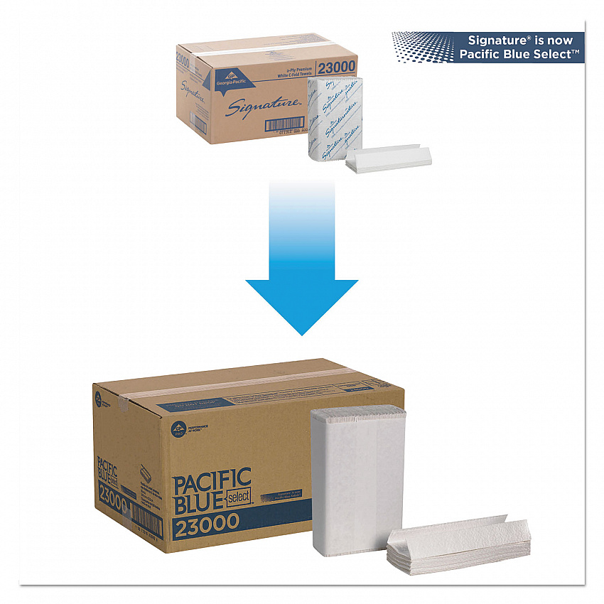 Pacific Blue Select C-Fold Paper Towels, 2-Ply, 10.1 x 12.7, White, 120/Pack, 12 Packs/Carton (23000)