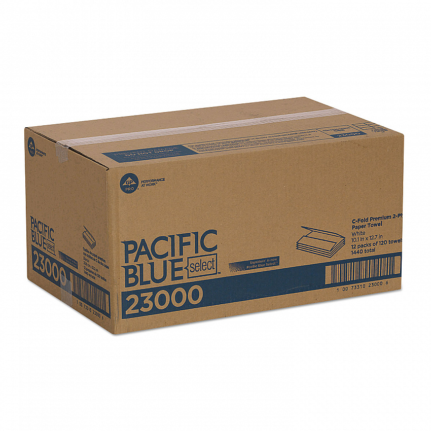 Pacific Blue Select C-Fold Paper Towels, 2-Ply, 10.1 x 12.7, White, 120/Pack, 12 Packs/Carton (23000)