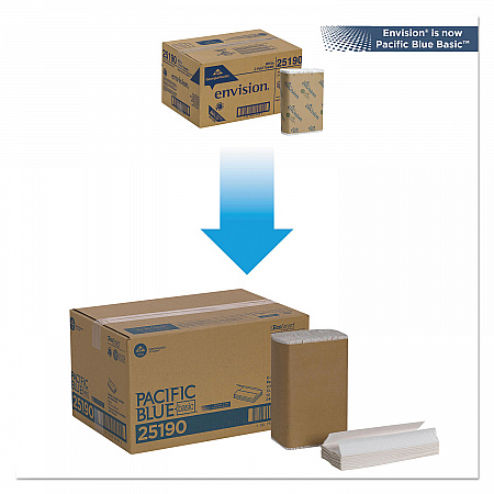 Pacific Blue Basic C-Fold Paper Towel, 1-Ply, 10.1 x 12.7, White, 240/Pack, 10 Packs/Carton (25190)