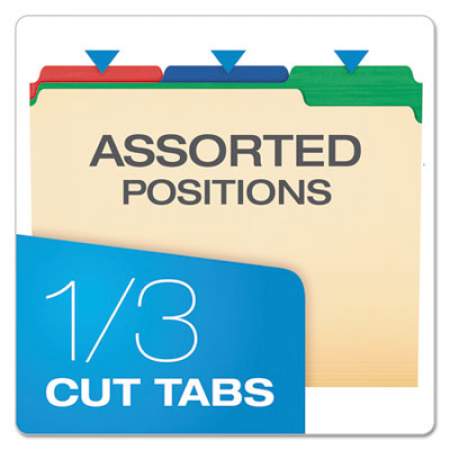 Pendaflex Color Tab File Folders, 1/3-Cut Tabs, Letter Size, Manila, 50/Box (84101)