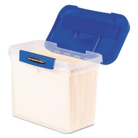 Bankers Box Heavy-Duty Portable File Box, Letter Files, 14.25" x 8.63" x 11.06", Clear/Blue (0086301)
