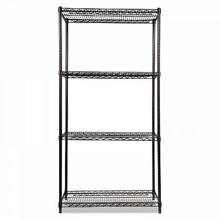 NSF Certified Industrial Four-Shelf Wire Shelving Kit, 36w x 18d x 72h, Black (SW503618BL)