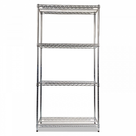 NSF Certified Industrial Four-Shelf Wire Shelving Kit, 36w x 18d x 72h, Silver (SW503618SR)