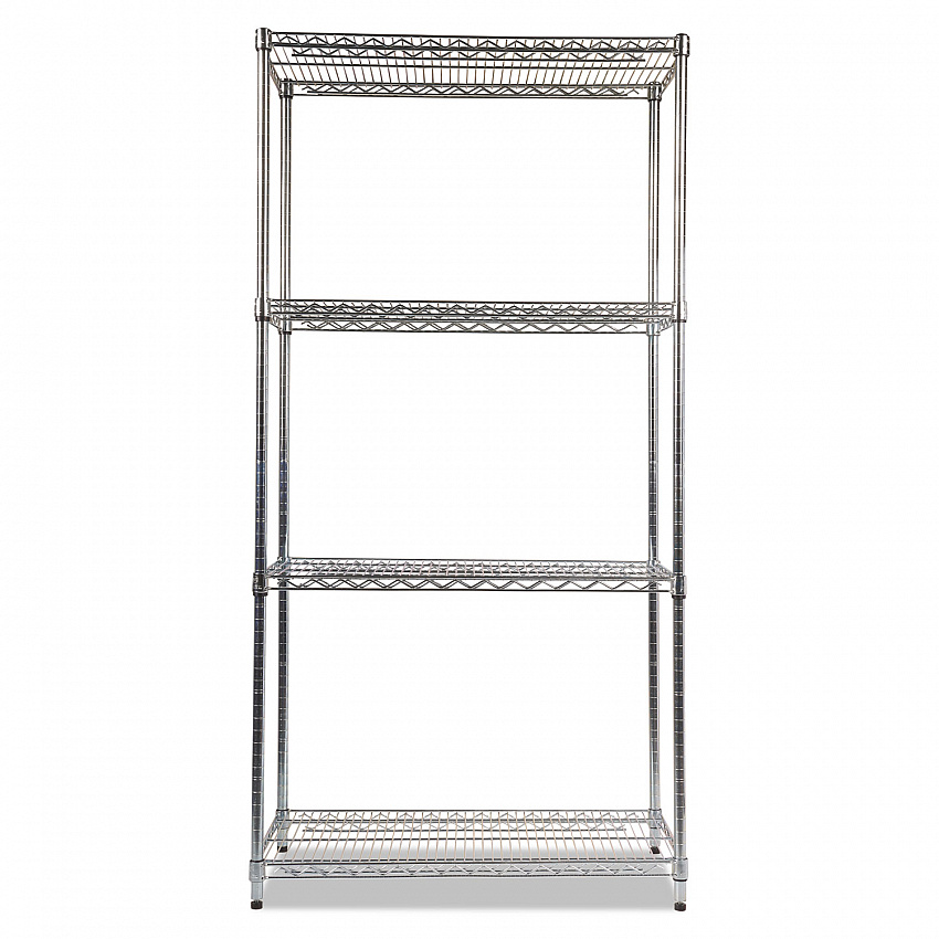 NSF Certified Industrial Four-Shelf Wire Shelving Kit, 36w x 18d x 72h, Silver (SW503618SR)