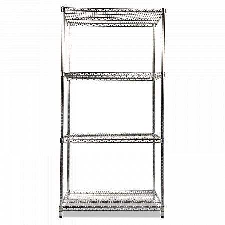 NSF Certified Industrial Four-Shelf Wire Shelving Kit, 36w x 24d x 72h, Silver (SW503624SR)