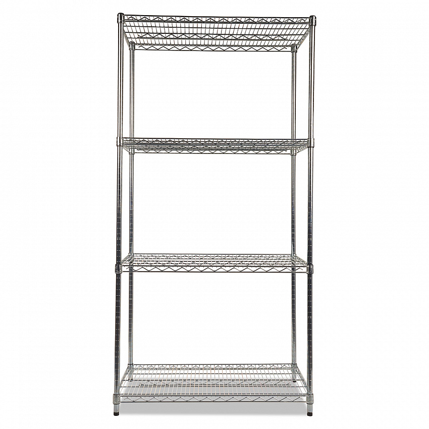 NSF Certified Industrial Four-Shelf Wire Shelving Kit, 36w x 24d x 72h, Silver (SW503624SR)