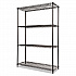 NSF Certified Industrial Four-Shelf Wire Shelving Kit, 48w x 18d x 72h, Black (SW504818BL)