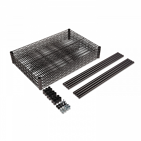 NSF Certified Industrial Four-Shelf Wire Shelving Kit, 36w x 18d x 72h, Black (SW503618BL)