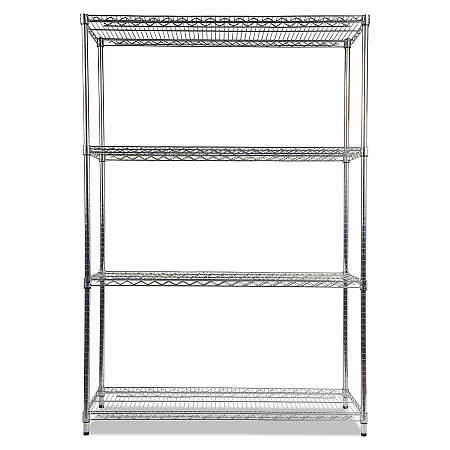 NSF Certified Industrial Four-Shelf Wire Shelving Kit, 48w x 18d x 72h, Silver (SW504818SR)