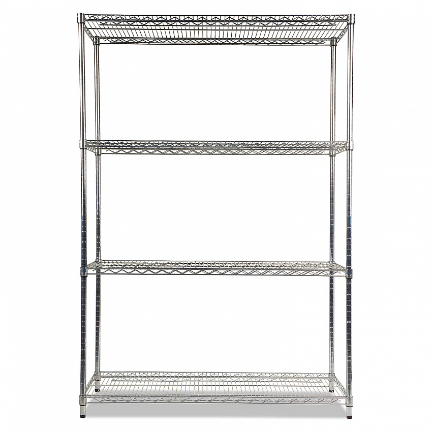 NSF Certified Industrial Four-Shelf Wire Shelving Kit, 48w x 18d x 72h, Silver (SW504818SR)