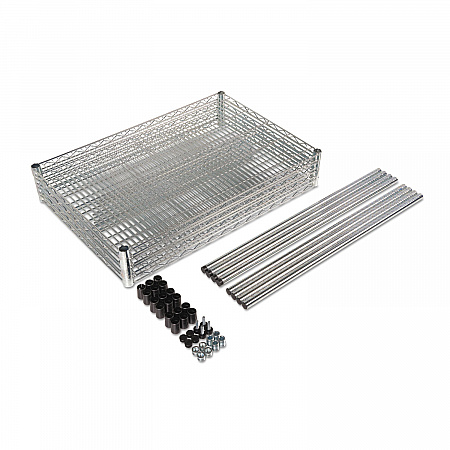NSF Certified Industrial Four-Shelf Wire Shelving Kit, 36w x 18d x 72h, Silver (SW503618SR)