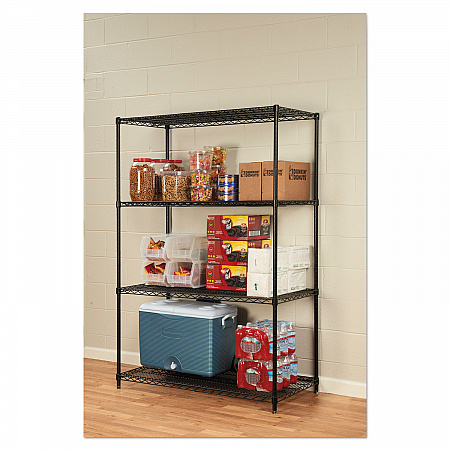 NSF Certified Industrial Four-Shelf Wire Shelving Kit, 48