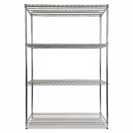 NSF Certified Industrial Four-Shelf Wire Shelving Kit, 48w x 24d x 72h, Silver (SW504824SR)