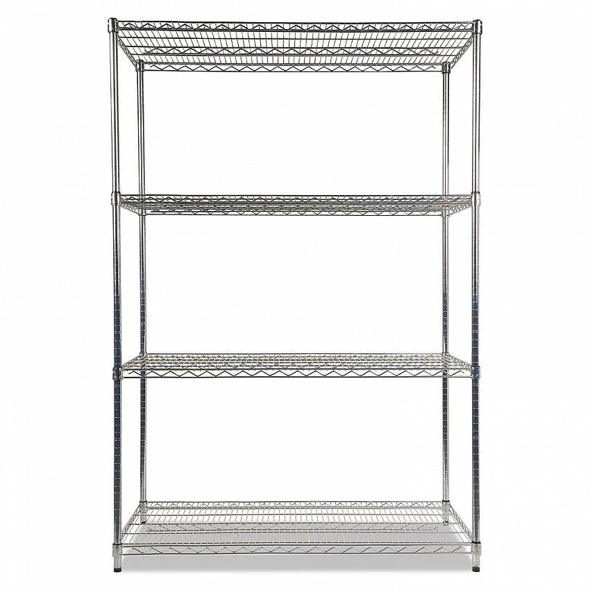 NSF Certified Industrial Four-Shelf Wire Shelving Kit, 48w x 24d x 72h, Silver (SW504824SR)