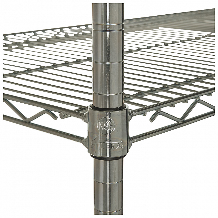 NSF Certified Industrial Four-Shelf Wire Shelving Kit, 48w x 24d x 72h, Silver (SW504824SR)