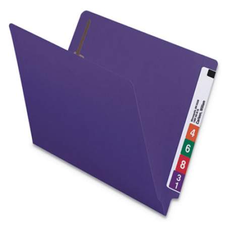 Smead Heavyweight Colored End Tab Folders with Two Fasteners, Straight Tab, Letter Size, Purple, 50/Box (25440)