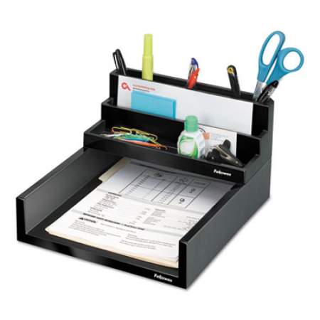 Fellowes Designer Suites Desk Tray, 1 Section, Letter Size Files, 11.13" x 13" x 2.5", Black Pearl (8038501)