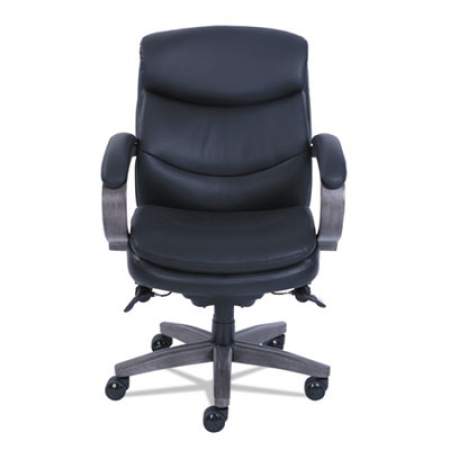 La-Z-Boy Woodbury Mid-Back Executive Chair, Supports Up to 300 lb, 18.75" to 21.75" Seat Height, Black Seat/Back, Weathered Gray Base (48963A)