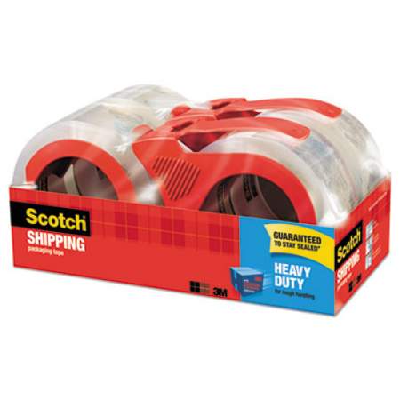 Scotch 3850 Heavy-Duty Packaging Tape with Dispenser, 3" Core, 1.88" x 54.6 yds, Clear, 4/Pack (38504RD)