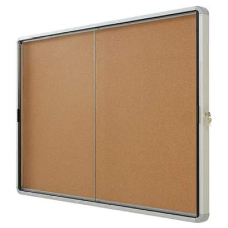 Quartet Enclosed Indoor Cork Bulletin Board w/Sliding Glass Doors, 56 x 39, Silver Frame (EISC3956)