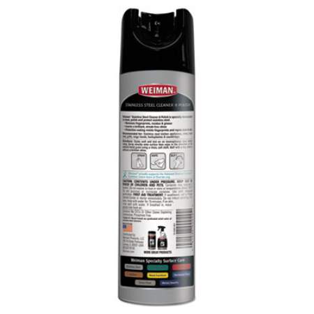 WEIMAN Stainless Steel Cleaner and Polish, 17 oz Aerosol, 6/Carton (49CT)