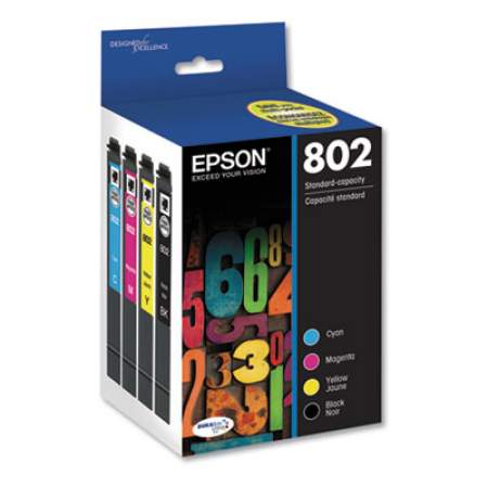Epson T802120-BCS (802) DURABrite Ultra Ink, 650/900 Page-Yield, Black/Cyan/Magenta/Yellow