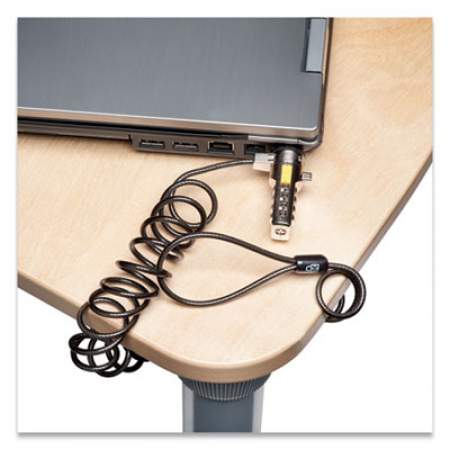 Kensington Portable Combination Laptop Lock, 6ft Carbon Strengthened Steel Cable, Black (64670)