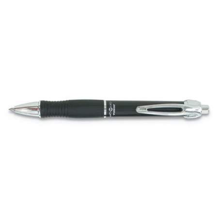 Zebra GR8 Gel Pen, Retractable, Medium 0.7 mm, Black Ink, Black/Silver Barrel, Dozen (42610)