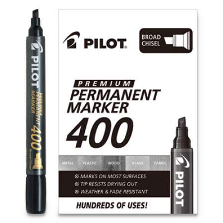 Pilot Premium 400 Permanent Marker, Broad Chisel Tip, Black, Dozen (44114)