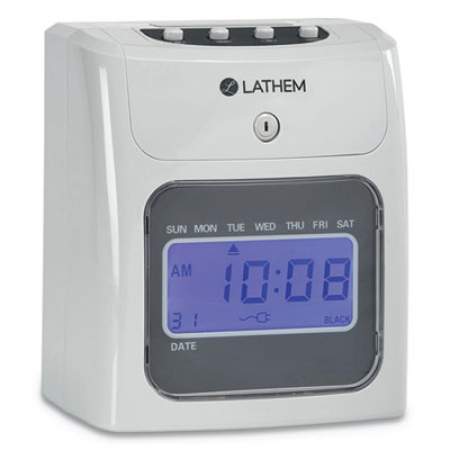 Lathem Time 400E Top-Feed Time Clock Bundle, Digital Display, White (400EKIT)