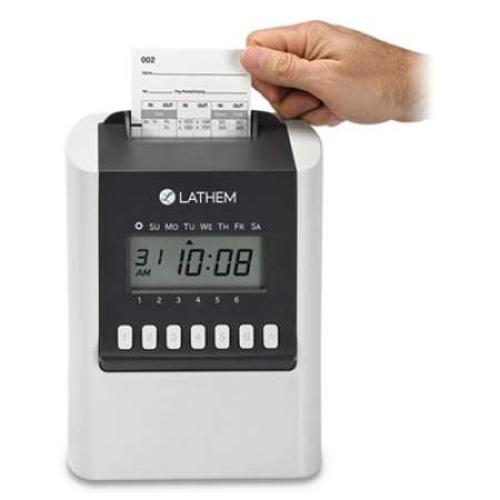 Lathem Time 700E Calculating Time Clock, Digital Display, White