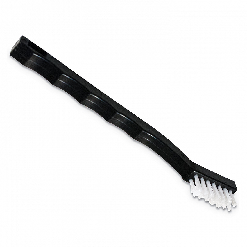 Flo-Pac Utility Toothbrush Style Maintenance Brush, White Nylon Bristles, 7.25" Brush, 7" Black Polypropylene Handle (4067400DZ)