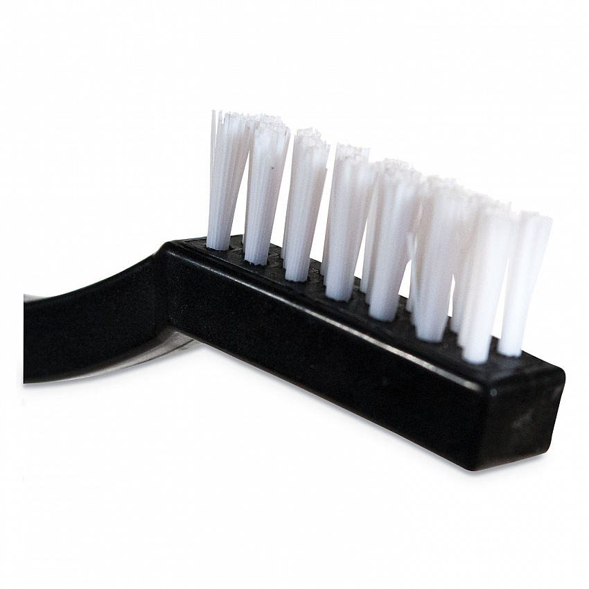 Flo-Pac Utility Toothbrush Style Maintenance Brush, White Nylon Bristles, 7.25" Brush, 7" Black Polypropylene Handle (4067400DZ)