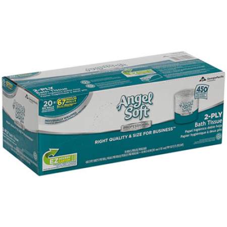 Georgia Pacific Professional Angel Soft ps Premium Bathroom Tissue, Septic Safe, 2-Ply, White, 450 Sheets/Roll, 20 Rolls/Carton (16620)