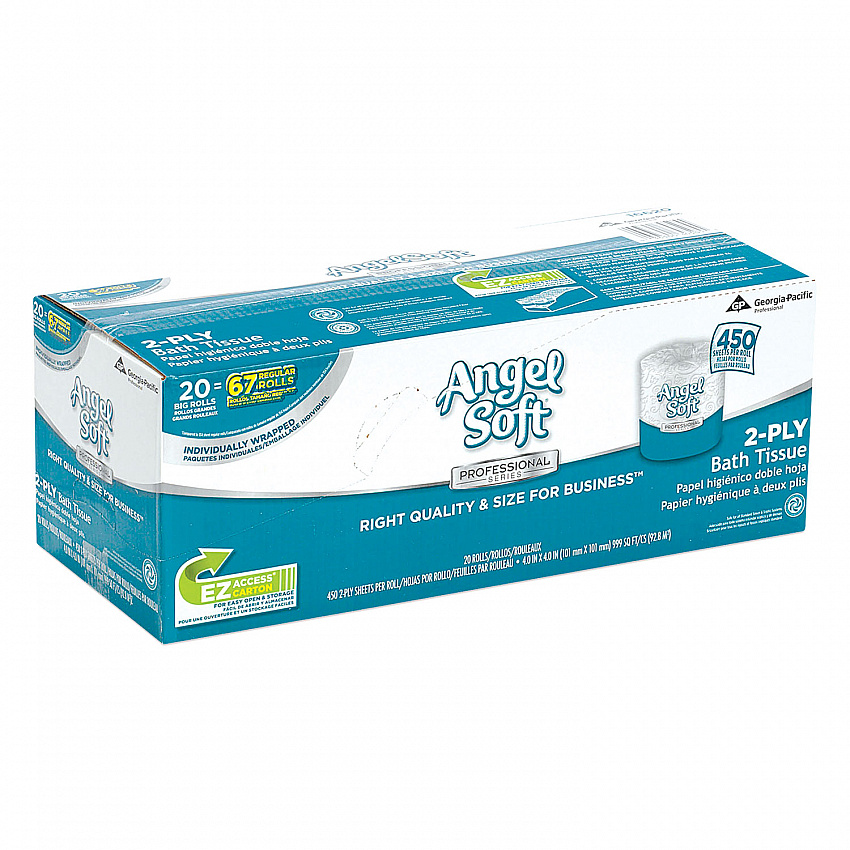 Angel Soft ps Premium Bathroom Tissue, Septic Safe, 2-Ply, White, 450 Sheets/Roll, 20 Rolls/Carton (16620)