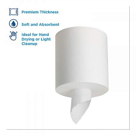 SofPull CenterPull Perforated Paper Towels, 1-Ply, 7.8 x 15, White, 320/Roll, 6 Rolls/Carton (28124)